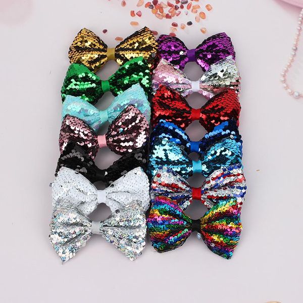 

hair accessories cute baby girls glitter sequins bow hairpin bowknot clip headwear kids bows hairpins, Slivery;white