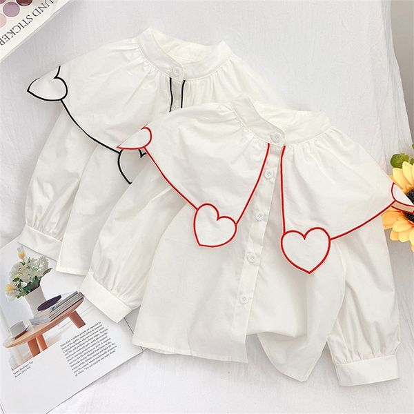 

gooporson spring fashion korean long sleeve shirt cute little girls blouse love children clothes fall white toddler kids costume 220222, White;black