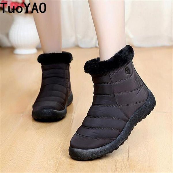 

boots winter women waterproof woman plush fur platform increased female shoes warm slip-on women's botas mujer 2021, Black