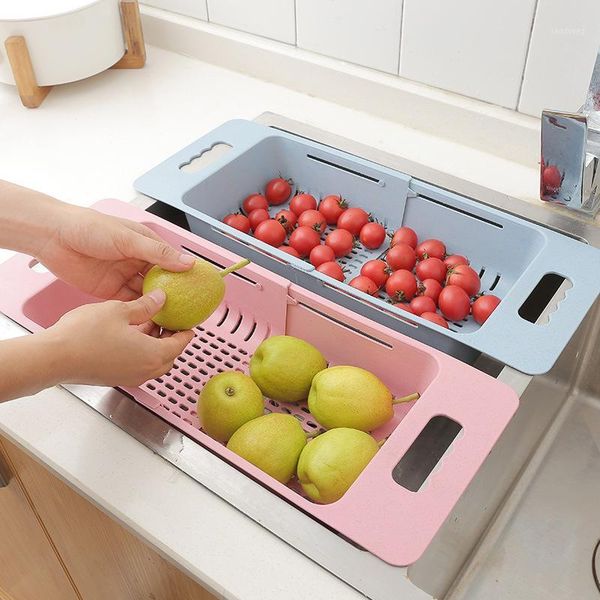 

storage bottles & jars creative retractable sink drain rack plastic bowl chopsticks household kitchen vegetable basket container