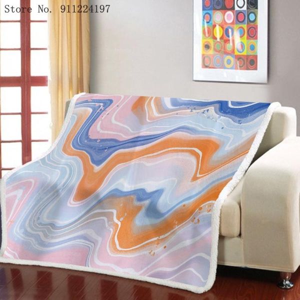 

blankets color marble stripes printing sherpa blanket sofa quilt cover blooming plush throw fleece travel bedding outlet