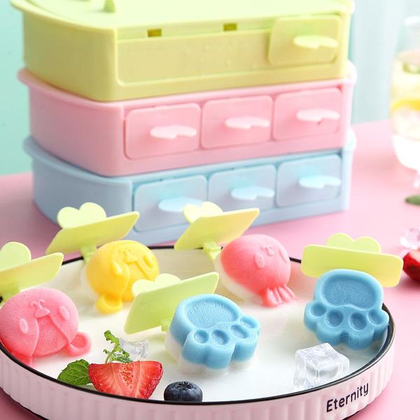 

cartoon home homemade popsicle mold silicone ice cream pops creative children diy box tray baking moulds