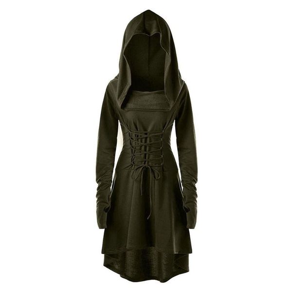 

casual dresses rosetic gothic plus size punk black women midi hoodie gray hooded lace up 5xl chic goth female 90s dress, Black;gray