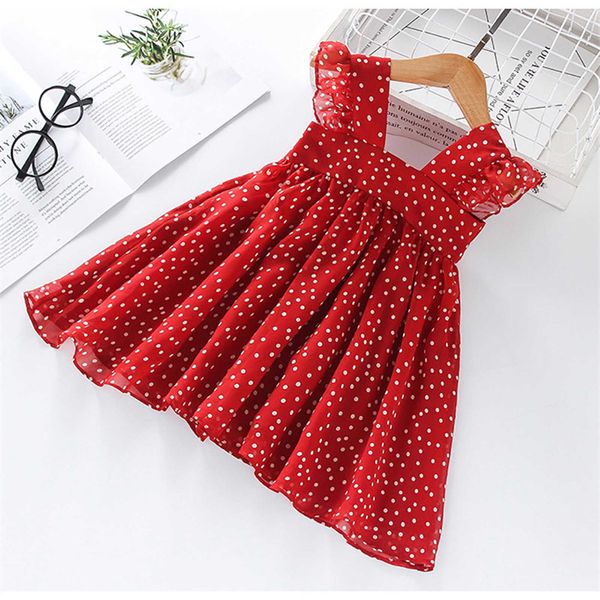 Cute Girls Summer Dress Princess Dot Bowknot Abiti senza maniche per vestiti per ragazze Sweety Abbigliamento per bambini 1 2 3 4 5 6 anni Q0716