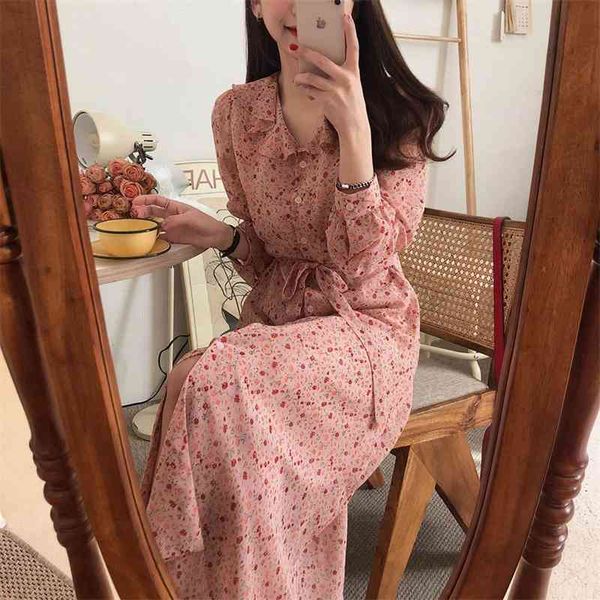 

s-xl spring femme dress boho casual chiffon print long sleeve summer women dresses female robe vestido 210417, Black;gray