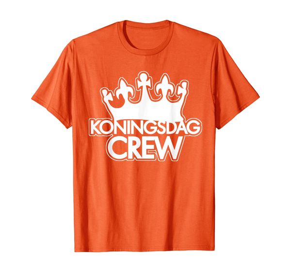 

king's day crew t-shirt i kings crown koningsdag dutch quote, White;black