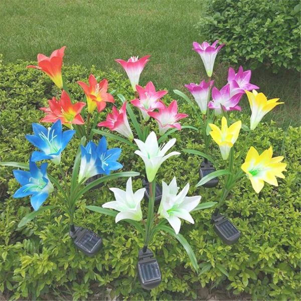 

christmas lights outdoor flower landscape light led solar garden decoration realistic 4 head flowers waterproof lawn lampara lamps