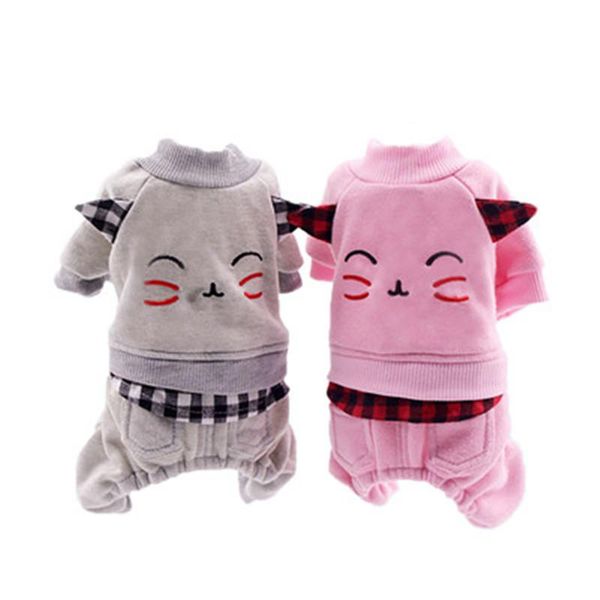 

dog apparel puppy pet jumpsuit warm winter clothes cute cat pattern cotton coat comfortable four legs 2021 fashion