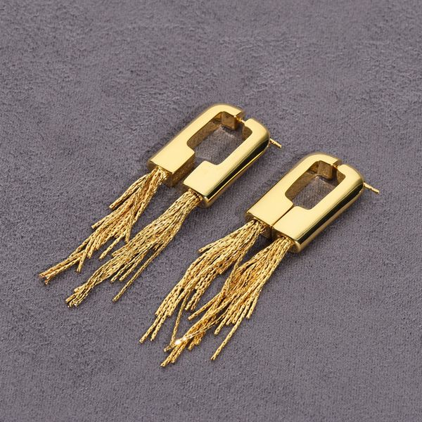 

design jewelry gold recommended net red metal tassel earrings, Golden