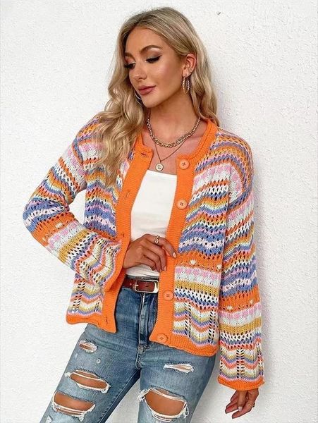 

elegant rainbow color women sweater long sleeve knit cardigan hollow oversized fashion jacket womens winter sweaters, White;black