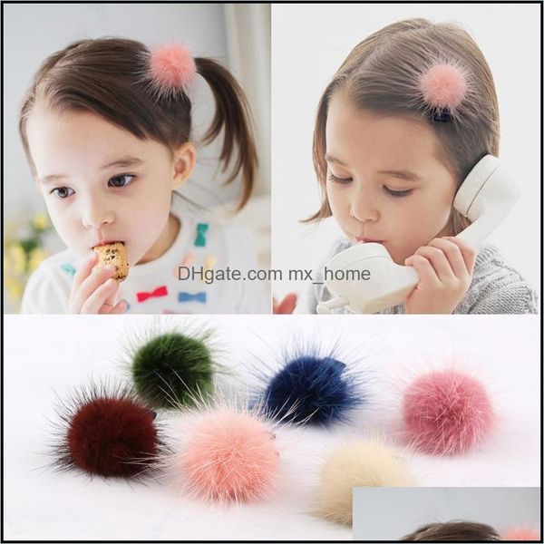 Hair Aessories Baby, Kids Maternità Lovely Mticolor Hairball Clip Ball Shape Barrettes Piuma Forcine per donneGirl Clamp Fj303 Drop De