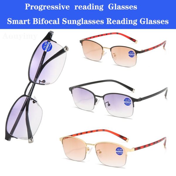 

sunglasses progressive color reading glasses dual-light men women anti-blue light outdoor fishing eyeglasses, White;black