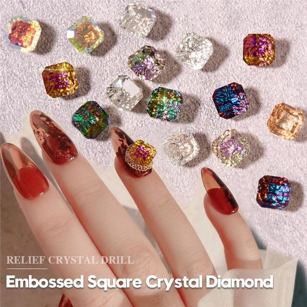 

nail art rhinestone 8mm rounded edges square shaped flatback crystal stones diy decorations manicure diamond for, Silver;gold