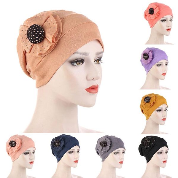 

beanie/skull caps big flowers turbans for women stretchy headscarf bonnet muslim head wrap cap ladies beanie hat hair accessories chemo, Blue;gray