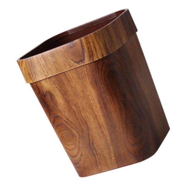 

waste bins 1pc vintage household trash can creative imitated wood rubbish bin (l size 14 l)