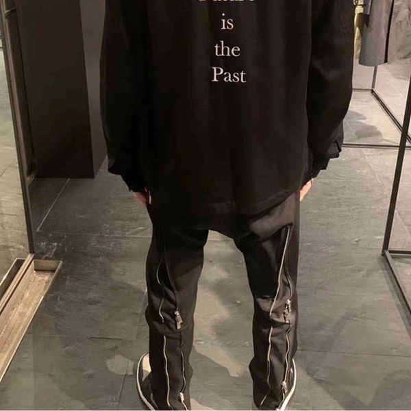 

back zipper skinny trousers twill cotton jogger pants men hip hop streetwear, Black