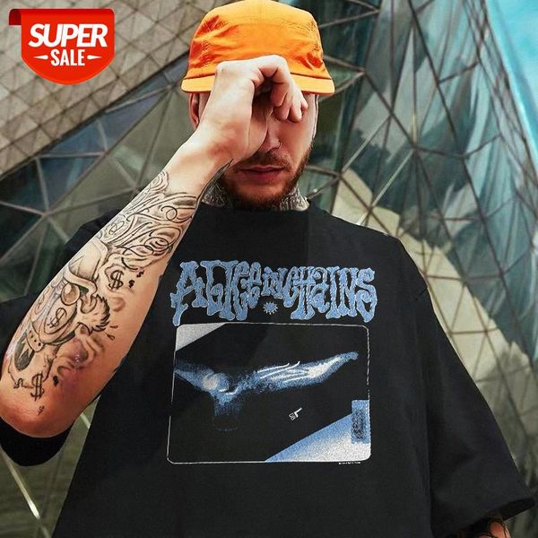 

vintage washed and worn fracture short-sleeved fog loose popular t-shirt #9f8i, White;black