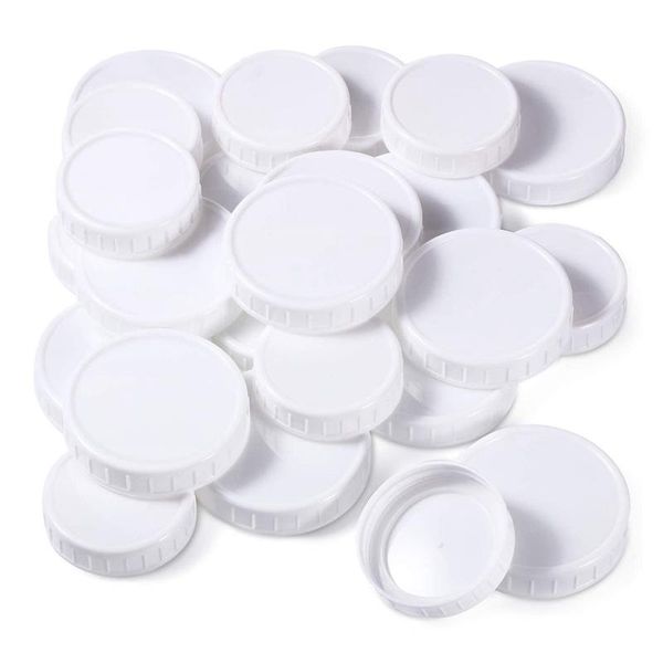 

plastic regular mouth mason jar lids for ball, kerr and more grade white storage caps 20pcs kitchen & organization