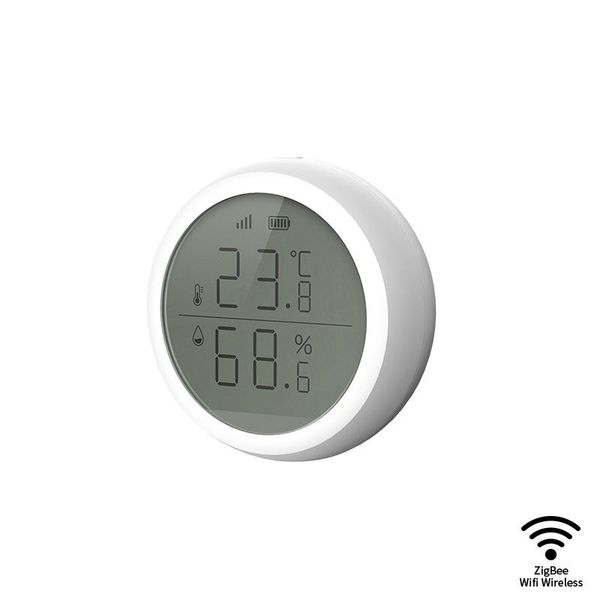 

smart home control zigbee temperature and humidity sensor with led screen works for amazon google assistant