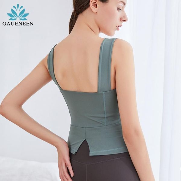 

women yoga tank sleeveless fitness shirt sports training running high impact active wear gym vest tanks camis hem open outfit