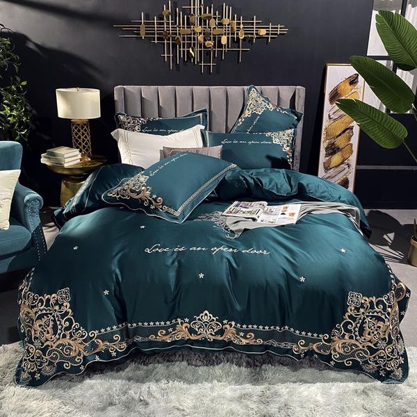 

bedding sets luxury green red pink 100s egyptian cotton gold embroidery set double duvet cover bed linen pillowcases home textile