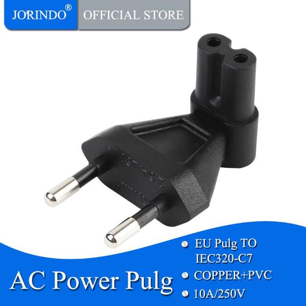 

smart power plugs jorindo eu to iec320 c7 conversion plug, european 2 pin iec 320 right angle ac adapter