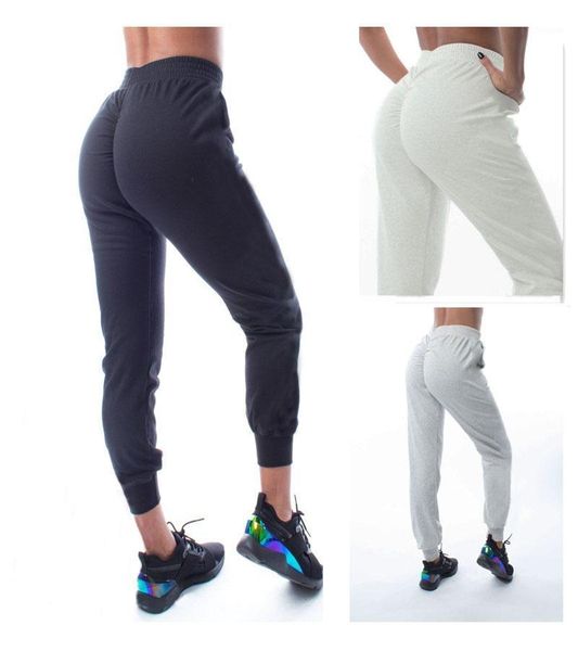

pure cotton fashion women's solid color straight buttocks casual sweater pants, Black;white