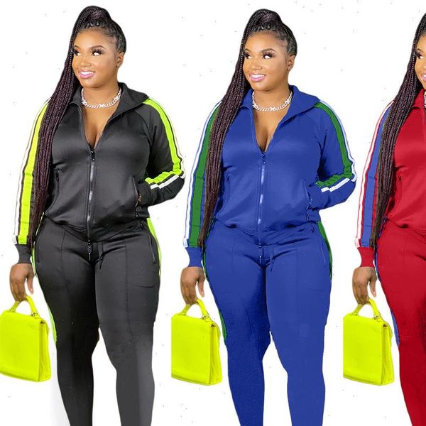 

plus size women tracksuits s 4xl 2 piece set fall clothes sweatsuit joggers outfit zip sweatpants tracksuit, Gray
