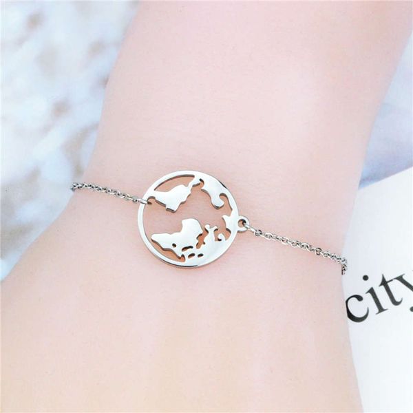 

fashion jewelry creative map titanium steel bracelet, Black