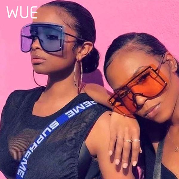 

sunglasses 2020 women retro vintage sunglasses rimless oversized eyewear feminino big shades, Black