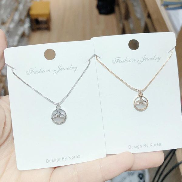 

chains fashion simple fish you meet necklace zircon ins dolphin tail clavicle chain female accessories yh438, Silver