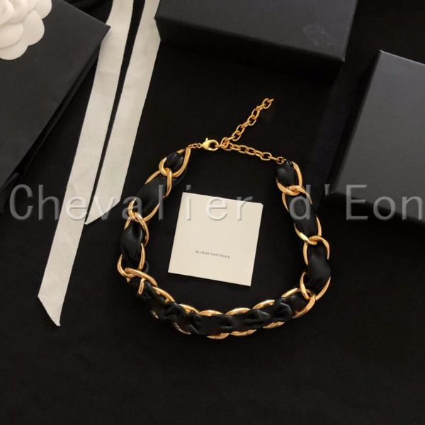 

chokers chevalier d'eon fashion punk style leather weave choker necklace for women party christmas gift jewelry, Golden;silver