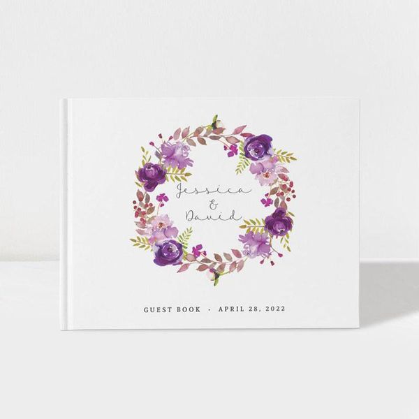 

other event & party supplies personalized wedding guest book alternative purple guestbook floral flower custom any languages po callig
