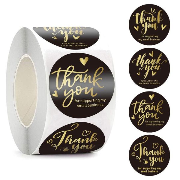 

gift wrap 1'' 500pcs thank you for supporting my small business stickers 4 designs golden font supplies labels round rolls