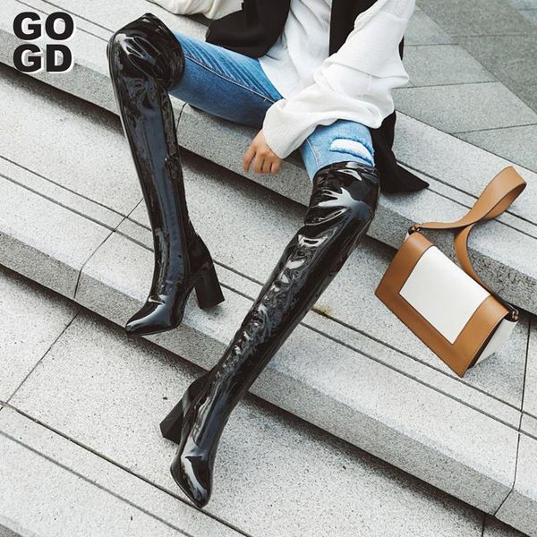 

boots [gogd ]europe and the united states autumn/winter 2021 multicolor knee-high comfortable leisure coarse high female, Black