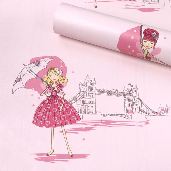 

wallpapers princess pink self-adhesive wall stickerpvc wallpaper 10 meters long warm girl dormitory bedroom