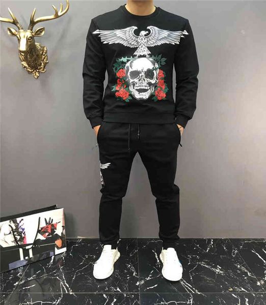 

tracksuits selling sportswear skull casual wear two-piece men's suit, Gray