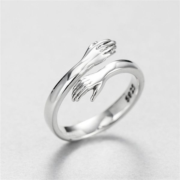 

TfR silver bnd rings opening jewelry ringdjustble size embrcing couple of korean temperament couple jewelry