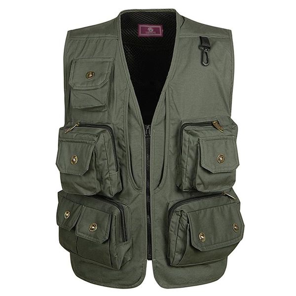 

men's vests brand multi-pocket waistcoat spring autumn multifunction outdoor men vest solid zipper loose pography sleeveless jacket, Black;white