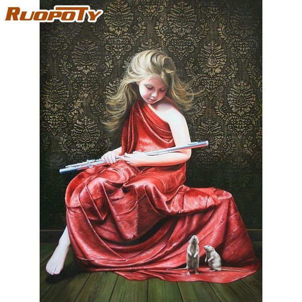 

paintings ruopoty girl painting oil by numbers figure on canvas full set for child handmade gift