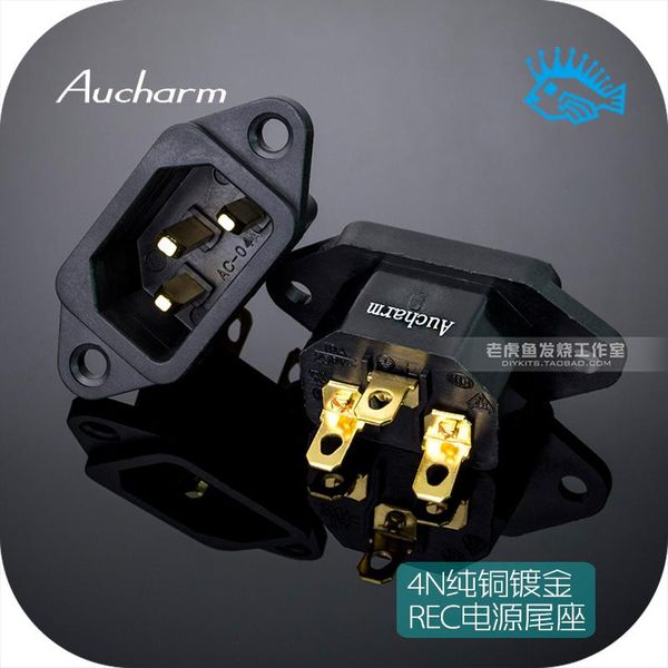 

smart power plugs 1pcs/5pcs aucharm hifi pure copper plated 4n fever class audio ac socket rec tail