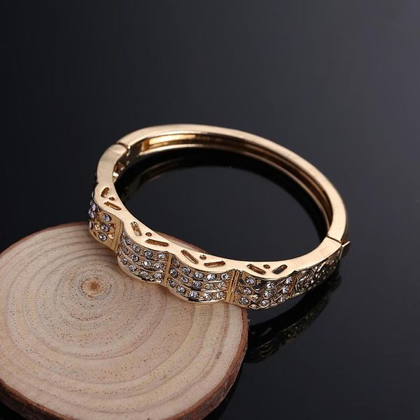

bangle arabic bracelet gold cuff bracelets full crystal dubai african women girls party bridal wedding jewelry gift, Black