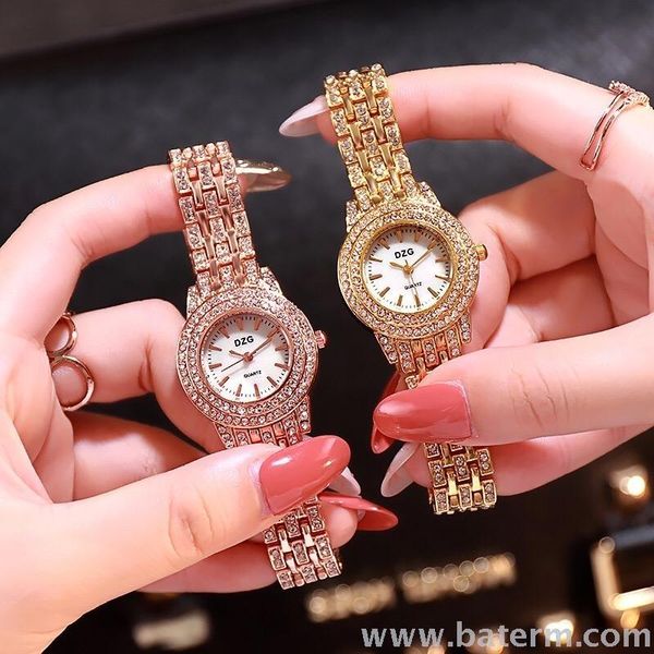 

wristwatches fashion full diamond compact women's bracelet watch luxury inlaid, Slivery;brown