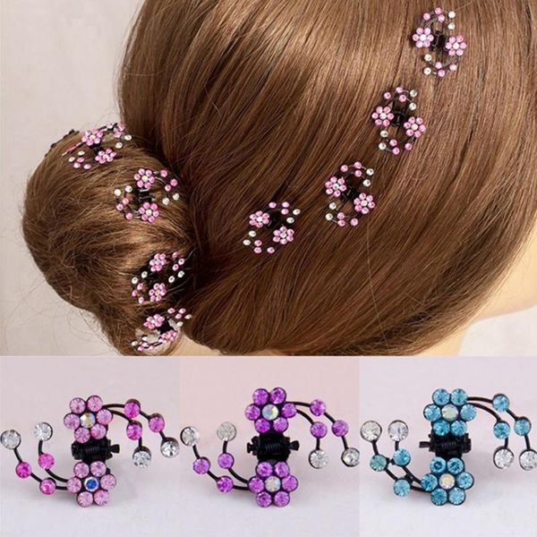 

hair clips & barrettes 6pcs/1 pack wedding bridal women mini headwear rhinestone snowflake flower pins accessories, Golden;silver