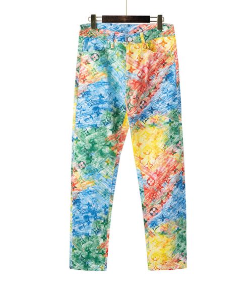 

21ss early spring denim painting man and woman jeans, Blue