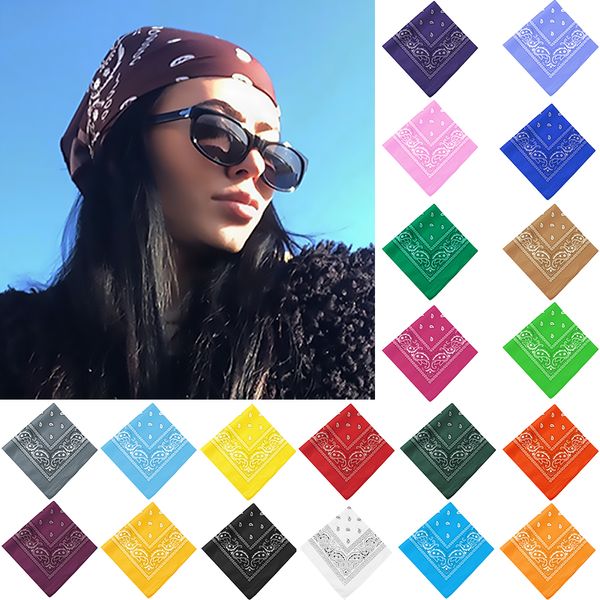 

bohemian print bandana hair bands for girls women kids square scarf turban headband hair accessories, Blue;gray