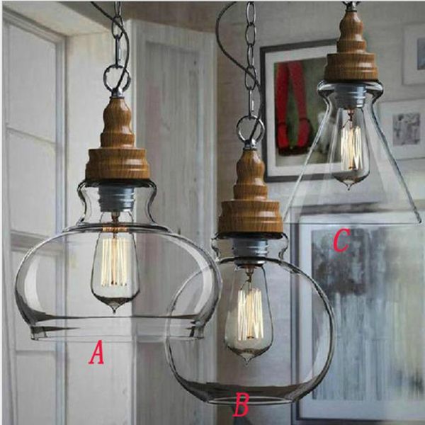 

pendant lamps creative nordic glass lights single head hanging light fixture e27 bulb st64 40w 110v/220v lustre