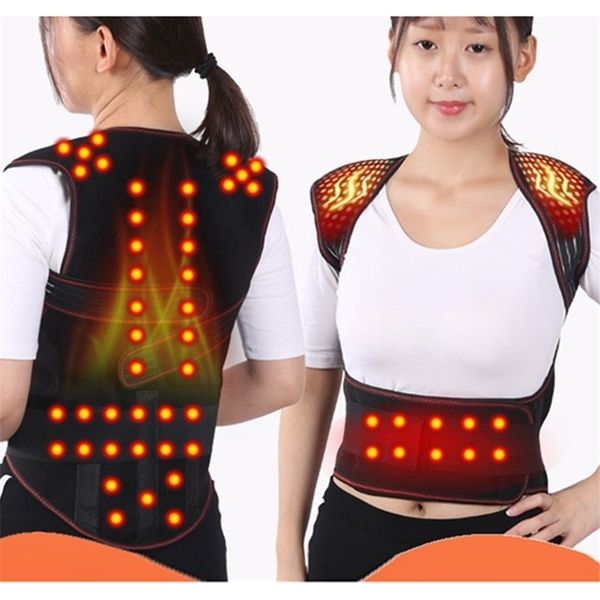 Tourmaline Auto-aquecimento Magnético Terapia Cintura Back Ombro Corretor Corretor Spine Lombar Brace Back Support Cinto Dor Relevo 220228