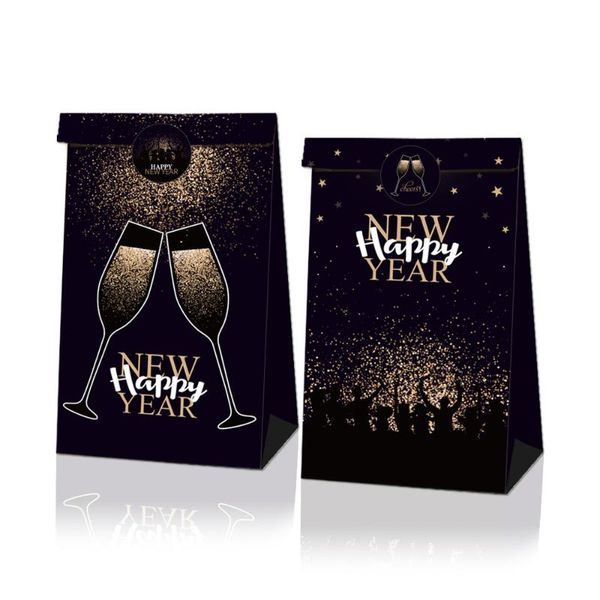 

gift wrap x12 happy year bag paper with x18 stickers 150g quality environmental kraft food packing