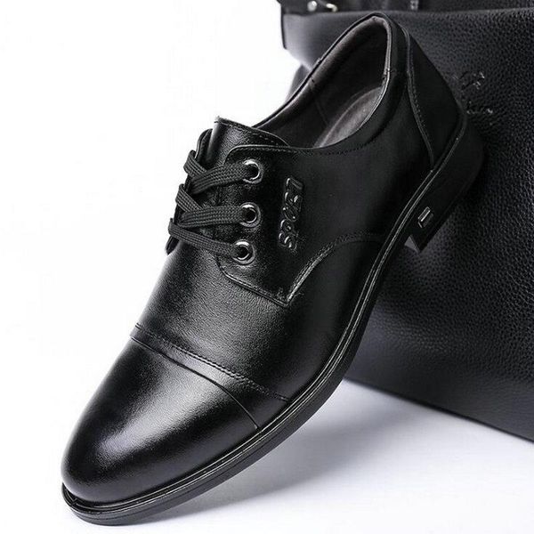 

dress shoes 2021 men's business flat breathable party wedding men leather oxford pu vv-30, Black